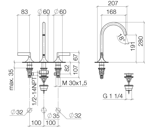Смеситель для раковины Dornbracht Vaia chrome (20713819-00) - 2