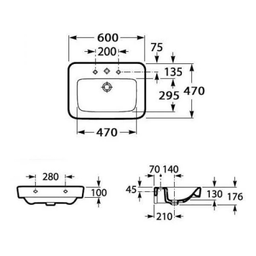 Умивальник Roca Senso Square A32751B000 - 2