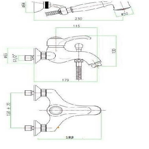 Смеситель для ванны Santan Jafar 47CR5103 74206001 - 2