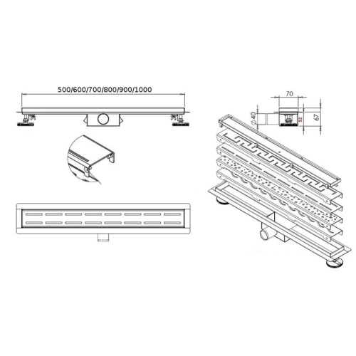 Душевой трап из нержавеющей стали Rea Neo Pure 600 N Pro REA-G8905 - 2
