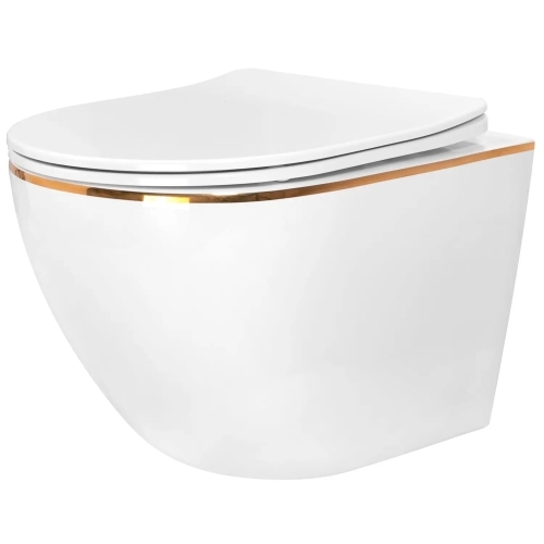 Підвісний унітаз Rea Carlo Mini Flat Gold Edge REA-C1222 - 1
