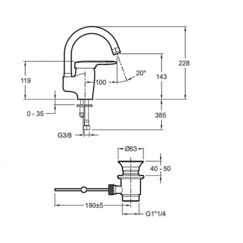 Смеситель для умывальника Jacob Delafon Kandel Е661RU-CP - 2