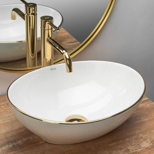 Умивальник Rea Sofia Gold Edge REA-U3287 - 3
