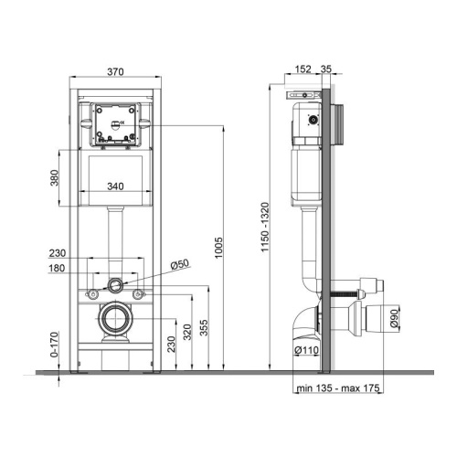 Инсталляция для унитаза Qtap Nest UNI QT0233M370 - 2