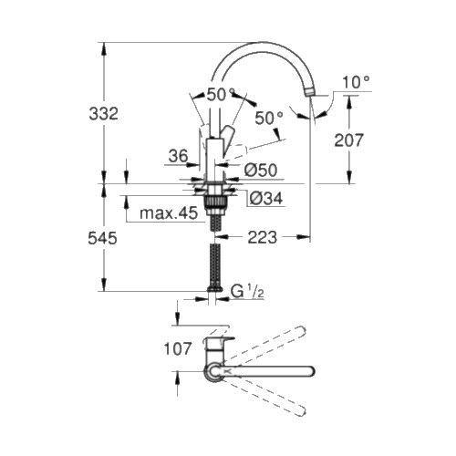 Смеситель для кухни Grohe BauEdge 31233001 - 2