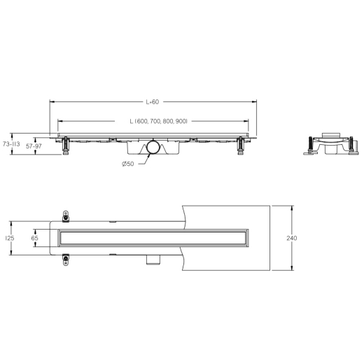 Трап для душу лінійний Besco Virgo Basic 80 - 5