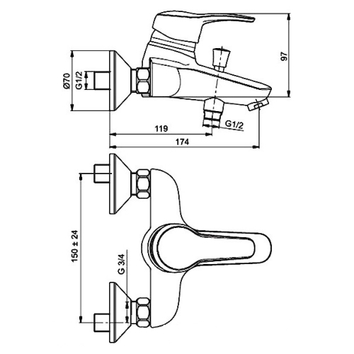 Смеситель для ванны Vidima Seva Light B8952AA - 2
