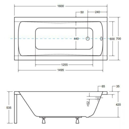 Ванна акрилова Besco Optima 160х70 - 4