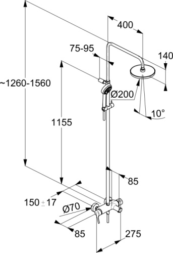 Душова система KLUDI LOGO DUAL SHOWER SYSTEM 6808305-00 - 2