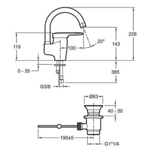 Смеситель для умывальника Jacob Delafon Kandel E661RU-CP - 2