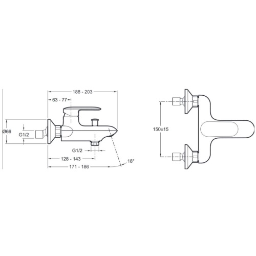 Смеситель для ванны Jacob Delafon Kumin E99460-CP - 2