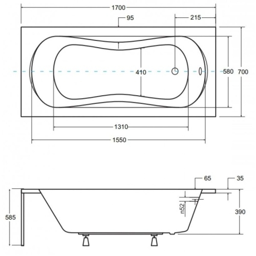 Ванна акриловая Besco Aria 170x70 - 4