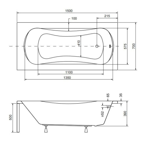 Ванна акриловая Besco Aria 150x70 - 4
