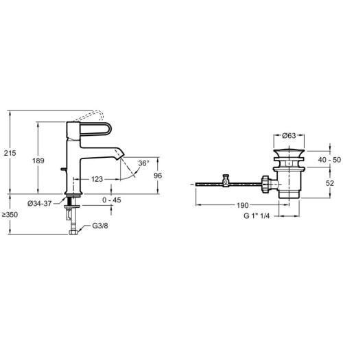 Смеситель для умывальника Jacob Delafon Odeon RG E21028-00 CP - 2