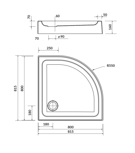 Душовий піддон Cersanit Tako 80x16 (S204-003) - 3