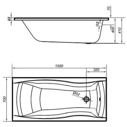 Ванна акрилова Cersanit Profea 150х70 з ніжками (S301-277) - 3