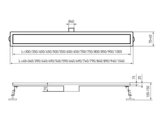 Душовий трап Koer FD20-70x350 (KR4740) - 5