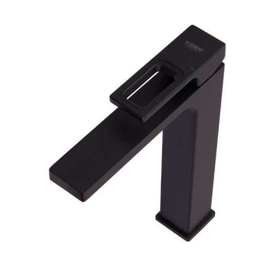 Смеситель для умывальника Koer KB-11009-05 высокий, черный (KR3501) - 3