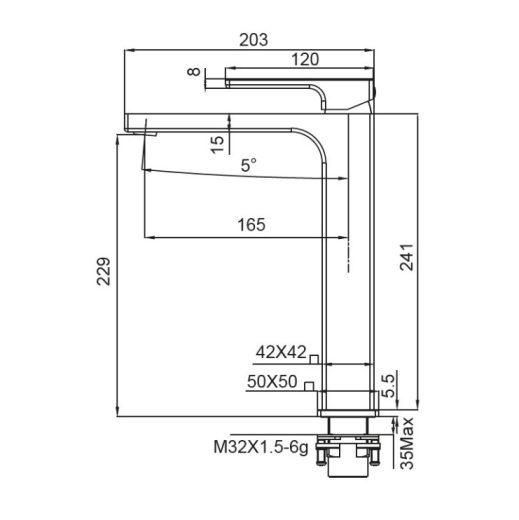 Смеситель для умывальника Koer KB-11009-01 высокий, хром (KR3500) - 8