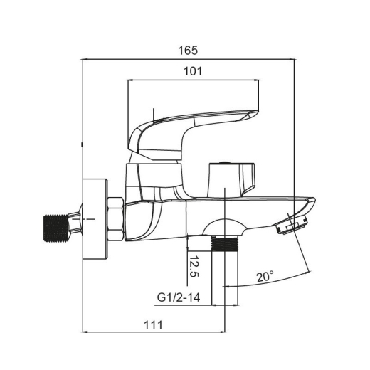 Смеситель для ванны с коротким изливом Koer KB-40008-01 хром (KR3472) - 2