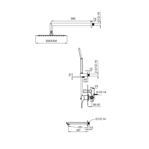 Вбудована душова система Koer KB-64010-01 хром (KR3492) - 2