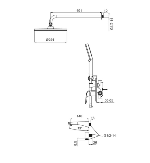 Вбудована душова система Koer KB-64008-05 чорний (KR3477) - 12