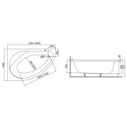 Ванна акриловая Polimat Marea 160x100 MAREA532 - 2