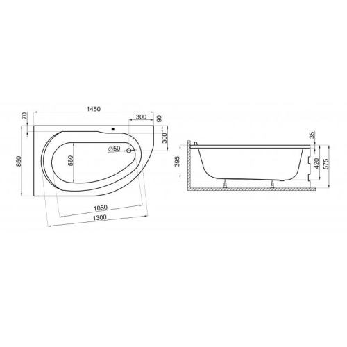 Ванна акриловая Polimat Miki 145x85 MIKI420 - 2