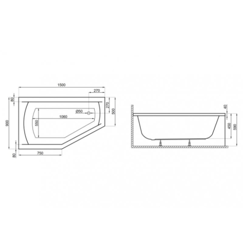 Ванна акриловая Polimat Selena 150x90 SELENA386 - 2