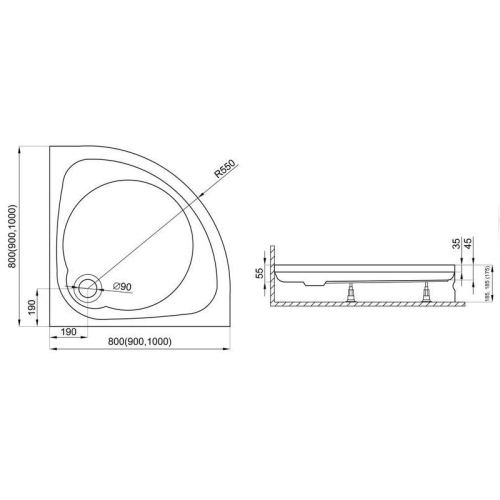 Душовий піддон Polimat Nowy Styl 80x80 NOWYSTYL617 - 2