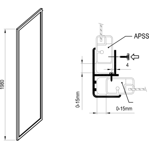 Душовий куточок Ravak Supernova APSS- 90 198 TRANSPARENT 940701R2Z1 - 2