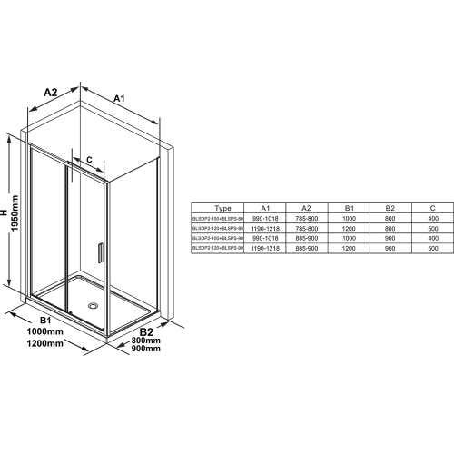 Нерухома стінка для душу Ravak Blix Slim BLSPS-80 TRANSPARENT X9BM40C00Z1 - 2