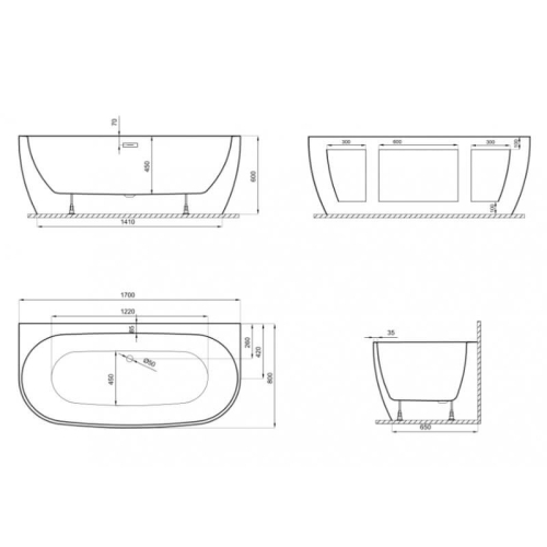 Ванна акриловая Polimat Risa 170x80 RISA445 - 2