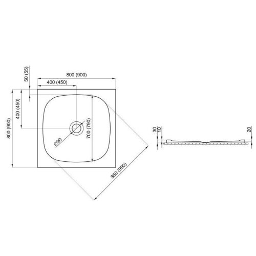 Душевий піддон Polimat Karo 80x80 KARO730 - 2