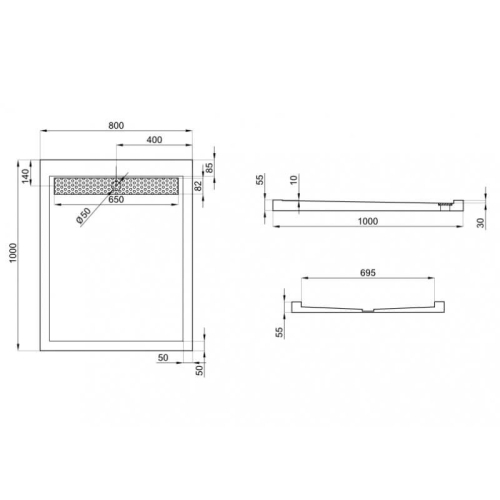Душевий піддон Polimat West 100x80 WEST136 - 2