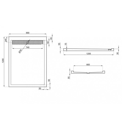 Душевий піддон Polimat West 120x90 WEST843 - 2