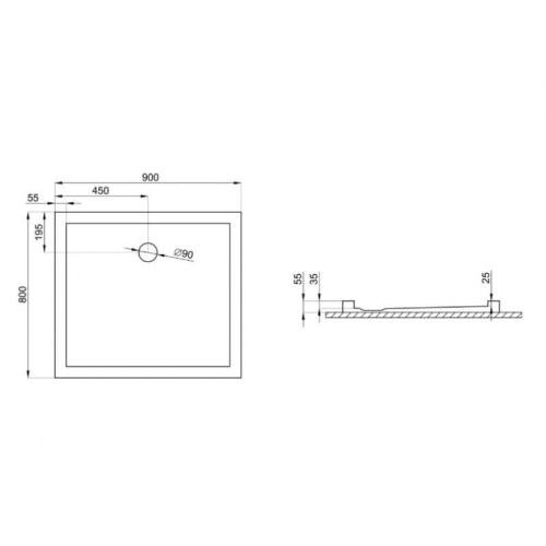 Душевий піддон Polimat Goliat 90x80 GOLIAT598 - 2