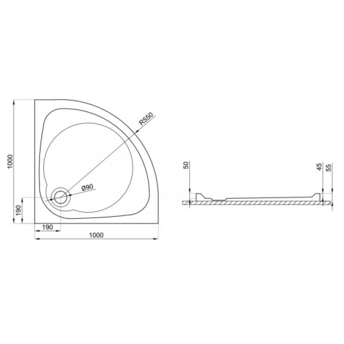Душевой поддон Polimat Nowy Styl 100x100 NOWYSTYL600 - 2