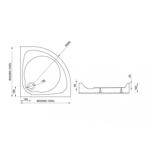 Душевой поддон Polimat Nowy Styl 90x90 NOWYSTYL616 - 2