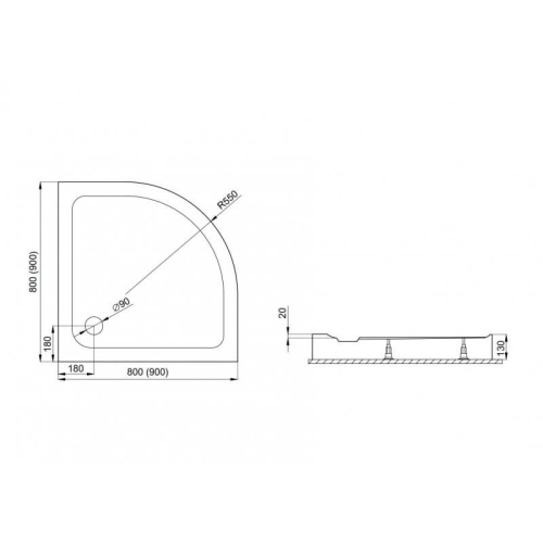 Душовий піддон Polimat Standard 80x80 STANDARD804 - 2