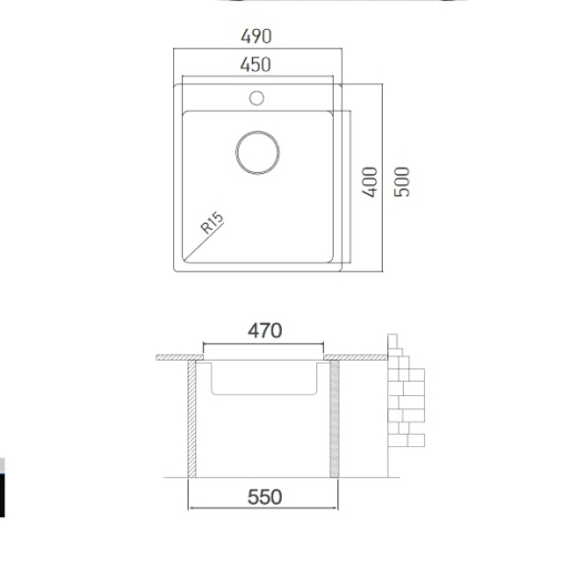 Кухонна мийка Asil Drawn AS 382-R15 - 2
