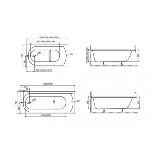 Ванна акрилова Polimat Classic Slim 130x70 CLASSICSLIM284 - 2