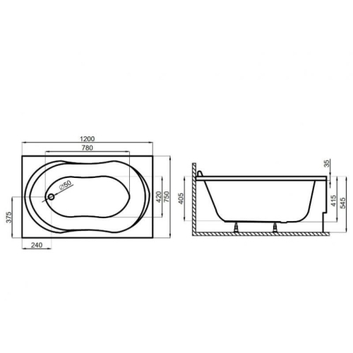 Ванна акрилова Polimat Gracja 120x75 GRACJA321 - 2