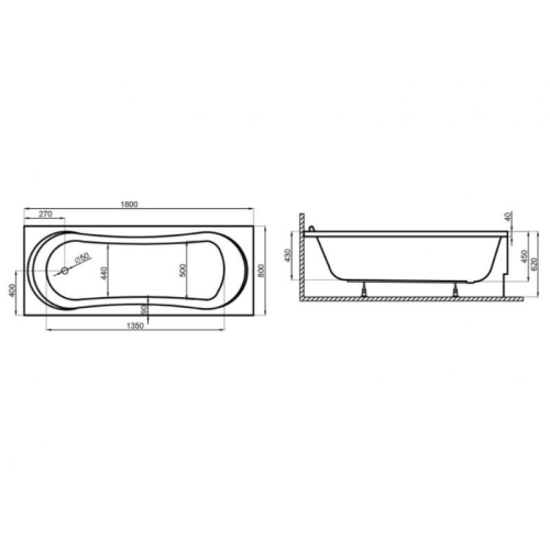 Ванна акрилова Polimat Gracja 180x80 GRACJA10 - 2