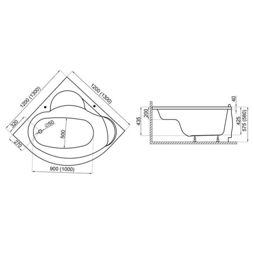 Ванна акриловая Polimat Standard 130x130 STANDARD219 - 2