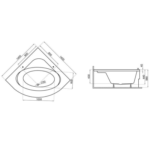 Ванна акриловая Polimat Standard 140x140 STANDARD254 - 2