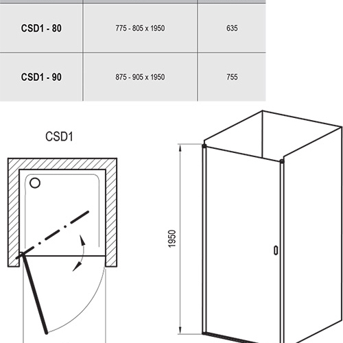 Душевая дверь Ravak Chrome CSD1- 90 TRANSPARENT 0QV70U00Z1 - 2