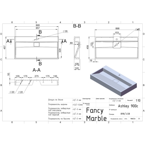 Умивальник Fancy Marble Ashley 900 2809101 - 2