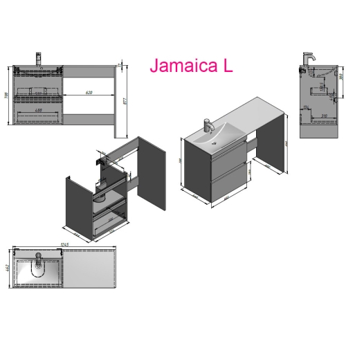 Тумба Fancy Marble Jamaica L з умивальником Amelia 1250, Jamaica L (Jamaica + Amelia 1250) - 2