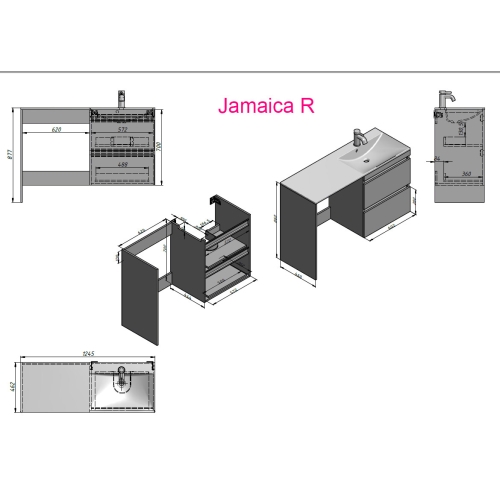 Тумба Fancy Marble Jamaica R з умивальником Amelia 1250, Jamaica R (Jamaica + Amelia 1250) - 2
